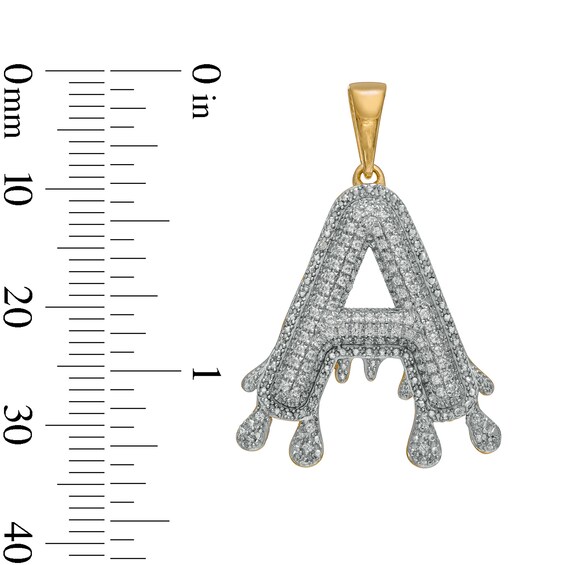1/4 CT. T.W. Diamond Beaded Dripping "A" Initial Necklace Charm in 10K Gold