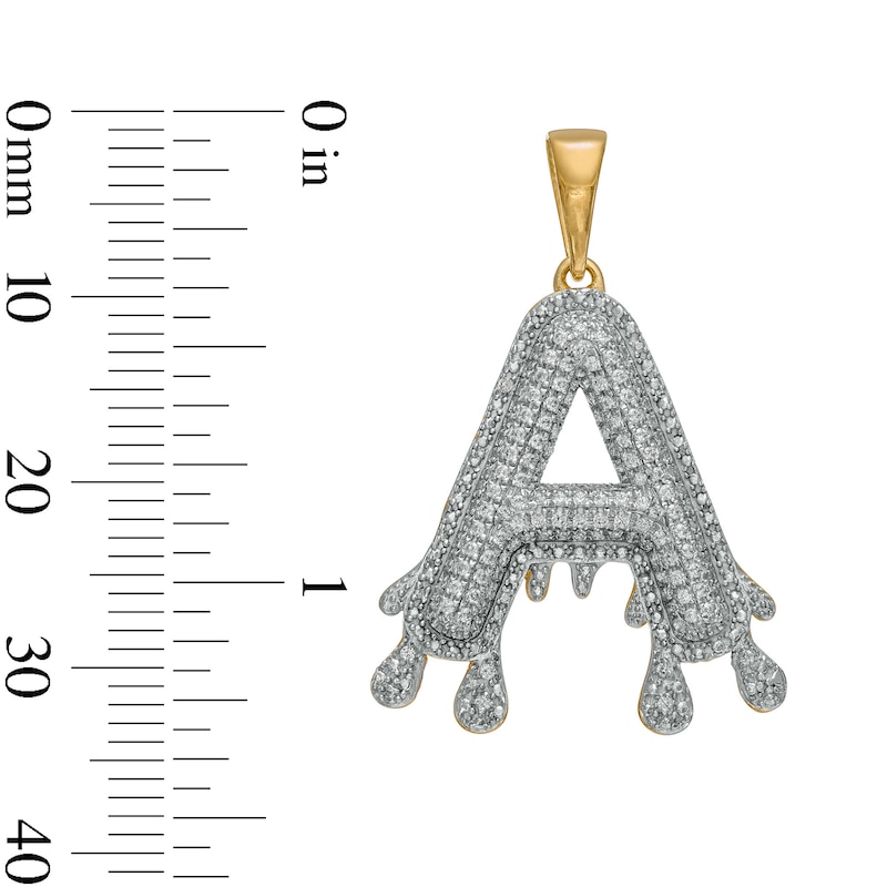 Main Image 3 of 1/4 CT. T.W. Diamond Beaded Dripping "A" Initial Necklace Charm in 10K Gold