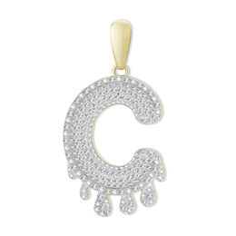 1/3 CT. T.W. Diamond Beaded Dripping &quot;C&quot; Initial Necklace Charm in 10K Gold