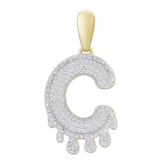 1/3 CT. T.W. Diamond Beaded Dripping "C" Initial Necklace Charm in 10K Gold
