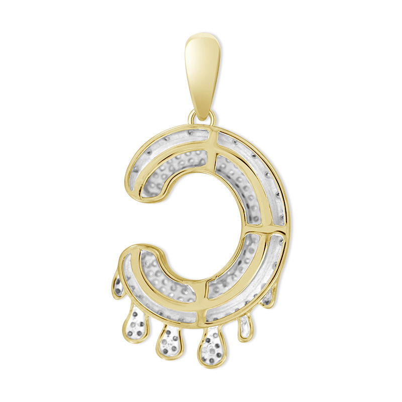 1/3 CT. T.W. Diamond Beaded Dripping "C" Initial Necklace Charm in 10K Gold