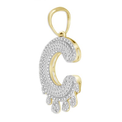 1/3 CT. T.W. Diamond Beaded Dripping "C" Initial Necklace Charm in 10K Gold