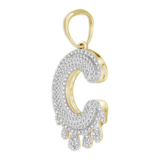 1/3 CT. T.W. Diamond Beaded Dripping "C" Initial Necklace Charm in 10K Gold