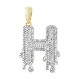 1/3 CT. T.W. Diamond Beaded Dripping &quot;H&quot; Initial Necklace Charm in 10K Gold
