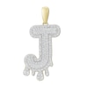 Thumbnail Image 1 of 1/3 CT. T.W. Diamond Beaded Dripping "J" Initial Necklace Charm in 10K Gold