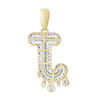 Thumbnail Image 1 of 1/3 CT. T.W. Diamond Beaded Dripping "J" Initial Necklace Charm in 10K Gold