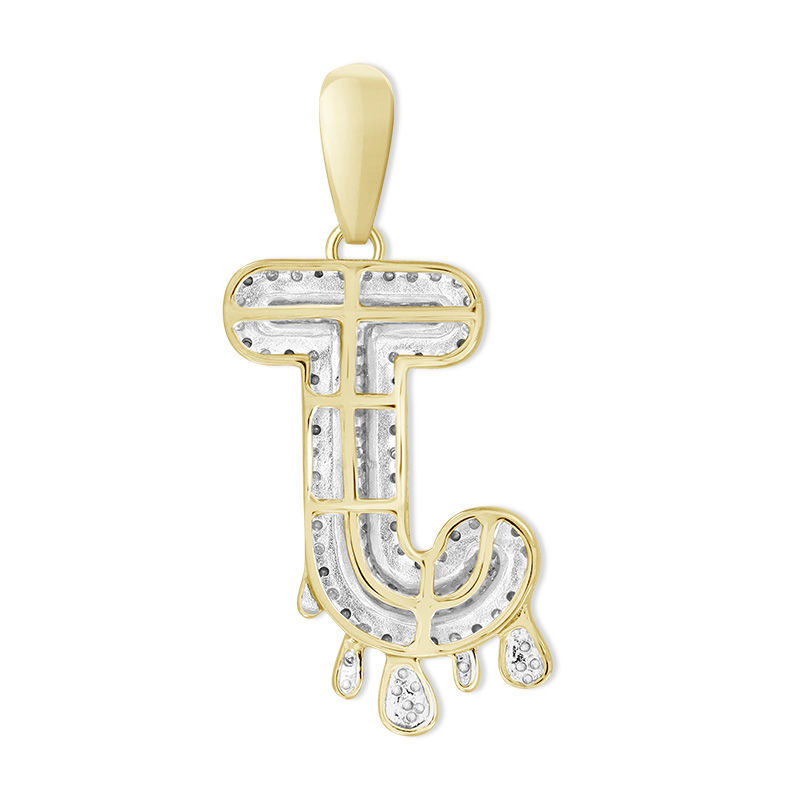 1/3 CT. T.W. Diamond Beaded Dripping "J" Initial Necklace Charm in 10K Gold