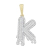 Thumbnail Image 1 of 1/3 CT. T.W. Diamond Beaded Dripping "K" Initial Necklace Charm in 10K Gold