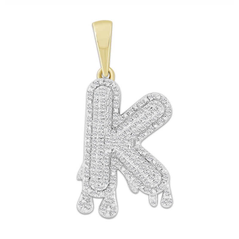 Main Image 1 of 1/3 CT. T.W. Diamond Beaded Dripping "K" Initial Necklace Charm in 10K Gold