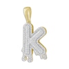 Thumbnail Image 2 of 1/3 CT. T.W. Diamond Beaded Dripping "K" Initial Necklace Charm in 10K Gold
