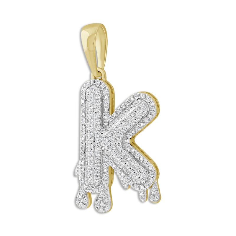 Main Image 2 of 1/3 CT. T.W. Diamond Beaded Dripping "K" Initial Necklace Charm in 10K Gold