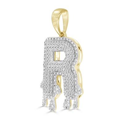 1/3 CT. T.W. Diamond Beaded Dripping "R" Initial Necklace Charm in 10K Gold