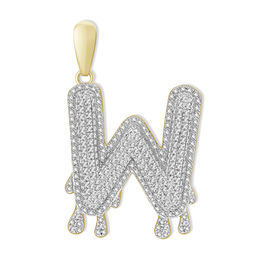 1/4 CT. T.W. Diamond Beaded Dripping &quot;W&quot; Initial Necklace Charm in 10K Gold