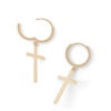 Thumbnail Image 2 of 10K Solid Gold Casting Cross Dangle Huggie Hoops