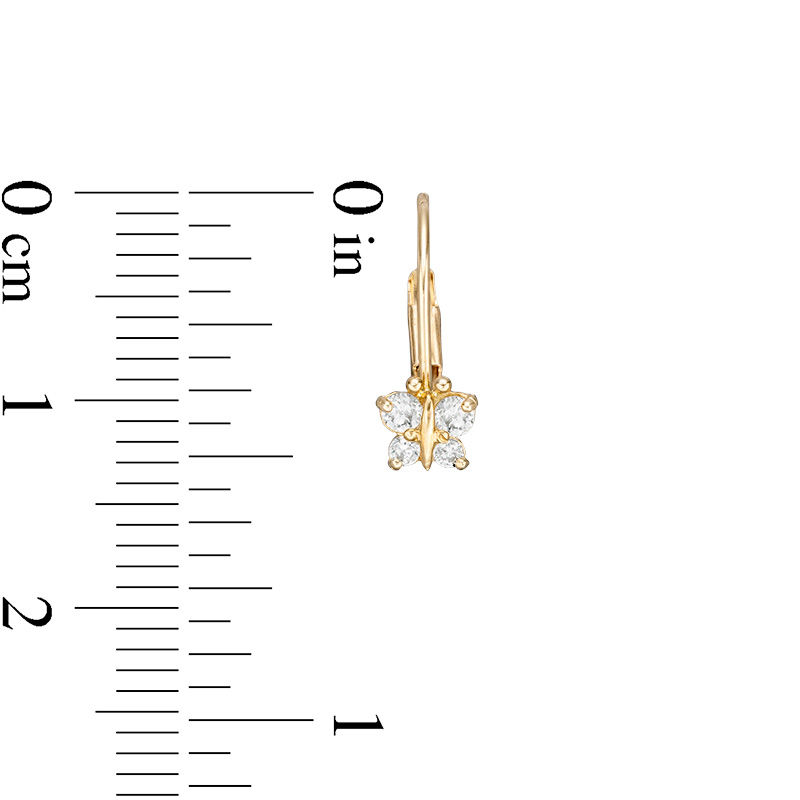 Main Image 2 of Child's Cubic Zirconia Butterfly Drop Earrings in 14K Gold