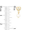 Thumbnail Image 1 of Child's 4mm Baroque Cultured Freshwater Pearl and Cubic Zirconia Heart Frame Drop Earrings in 10K Gold