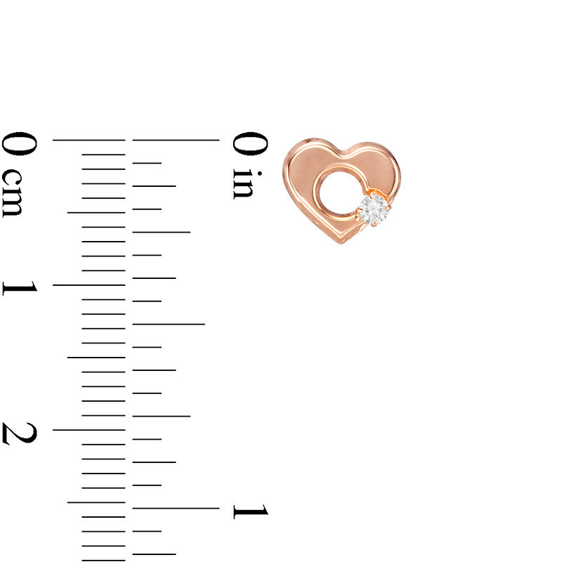 Main Image 2 of Child's 2mm Cubic Zirconia Solitaire Heart Stud Earrings in 14K Rose Gold
