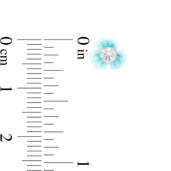 Child's 3mm Cubic Zirconia Solitaire Pastel-Theme Flower Stud Earrings Set in Solid Sterling Silver