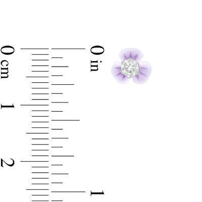Child's 3mm Cubic Zirconia Solitaire Pastel-Theme Flower Stud Earrings Set in Solid Sterling Silver
