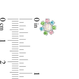 Child's Multi-Color Crystal and Enamel Spring-Theme Stud Earrings Set in Solid Sterling Silver