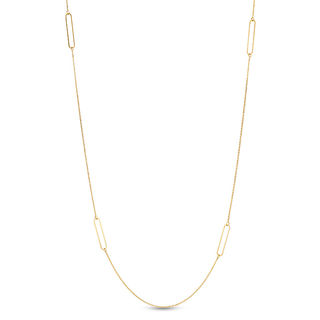 Diamond-Cut Long Oval Link Station Necklace in 10K Gold - 36"