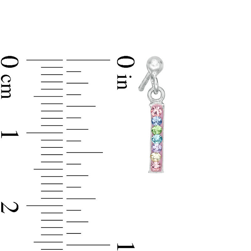 Main Image 2 of Child's Multi-Color Crystal and Pink Enamel Linear Bar Drop Earrings in Sterling Silver