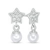 Child's 5mm Simulated Pearl and Cubic Zirconia Star Drop Earrings in Sterling Silver