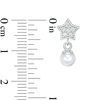 Child's 5mm Simulated Pearl and Cubic Zirconia Star Drop Earrings in Sterling Silver