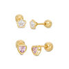 Thumbnail Image 1 of Child's Pink and White Cubic Zirconia Stud Earrings Set in 10K Gold