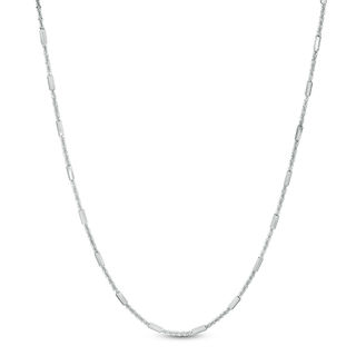 030 Gauge Geometric Barrel Bead Station Twisted Chain Necklace in Sterling Silver - 16"