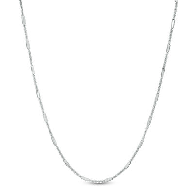 030 Gauge Geometric Barrel Bead Station Twisted Chain Necklace in Sterling Silver - 16"