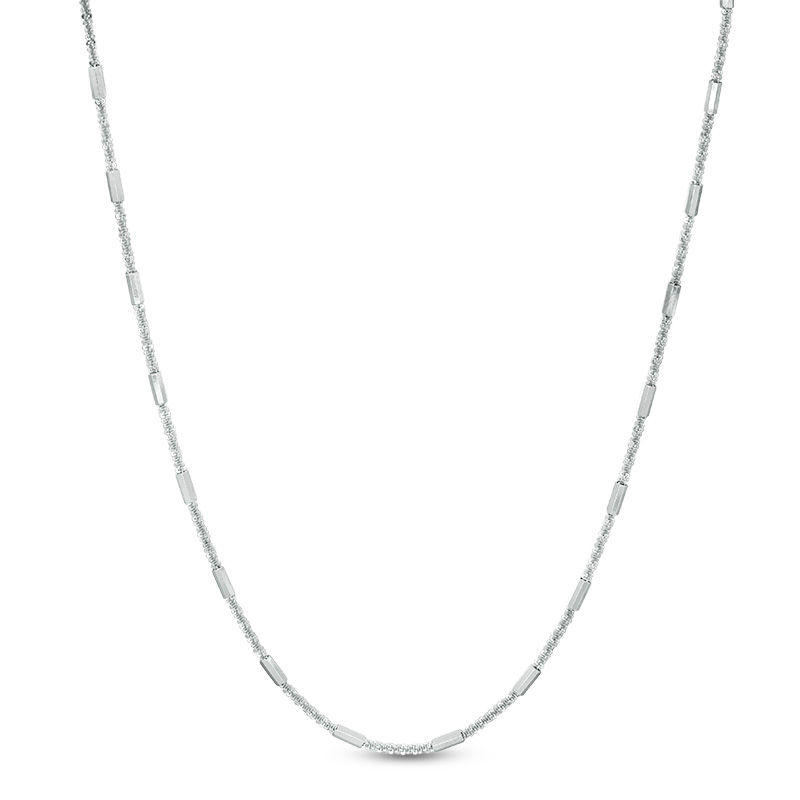 Main Image 1 of 030 Gauge Geometric Barrel Bead Station Twisted Chain Necklace in Sterling Silver - 16"
