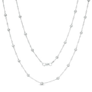 Polished Bead Station Necklace in Sterling Silver - 30"
