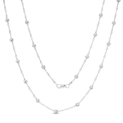 Polished Bead Station Necklace in Sterling Silver - 30"