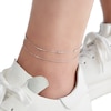 Thumbnail Image 3 of Made in Italy Double Strand 030 Gauge Triple Bead Station Anklet in Solid Sterling Silver - 10"