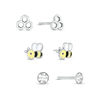 Thumbnail Image 1 of Child's Honey Bee, Honeycomb and Crystal Solitaire Stud Earrings Set in Sterling Silver