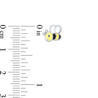 Child's Honey Bee, Honeycomb and Crystal Solitaire Stud Earrings Set in Sterling Silver