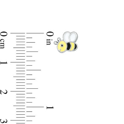 Child's Honey Bee, Honeycomb and Crystal Solitaire Stud Earrings Set in Sterling Silver