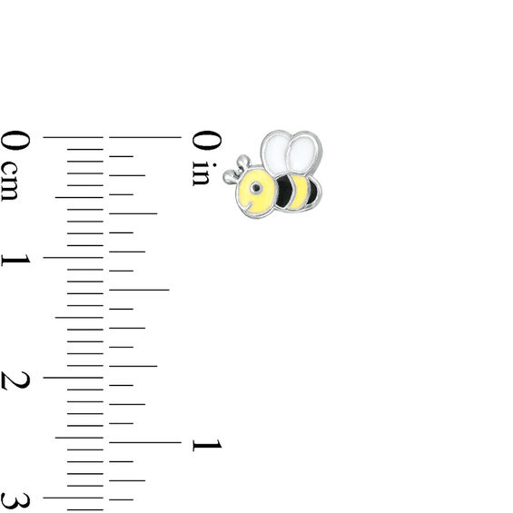 Child's Honey Bee, Honeycomb and Crystal Solitaire Stud Earrings Set in Sterling Silver