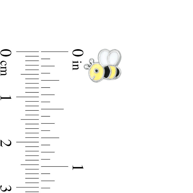 Main Image 2 of Child's Honey Bee, Honeycomb and Crystal Solitaire Stud Earrings Set in Sterling Silver