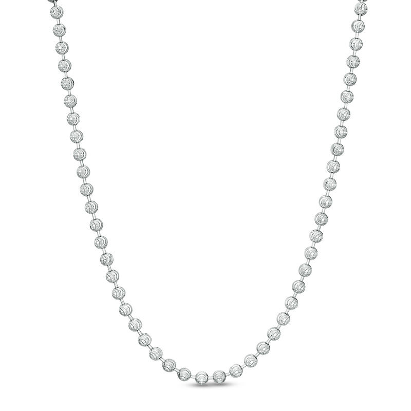 400 Gauge Diamond-Cut Bead Chain Necklace in Sterling Silver - 22"