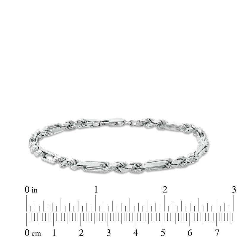 Main Image 2 of 080 Gauge Rectangle Link and Rope Chain Bracelet in Sterling Silver - 8.5"