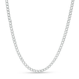 Made in Italy 080 Gauge Curb Chain Necklace in 10K Hollow White Gold - 24&quot;