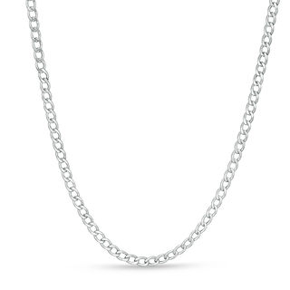 10K Hollow White Gold Curb Chain - 20"