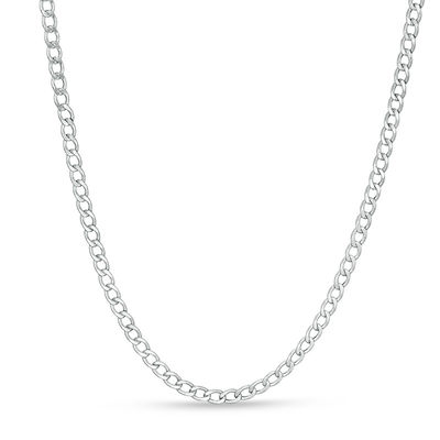 10K Hollow White Gold Curb Chain - 20"