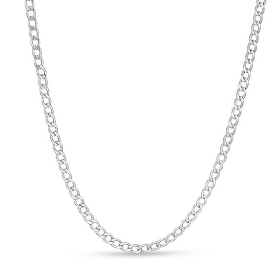 10K Hollow White Gold Curb Chain - 20"