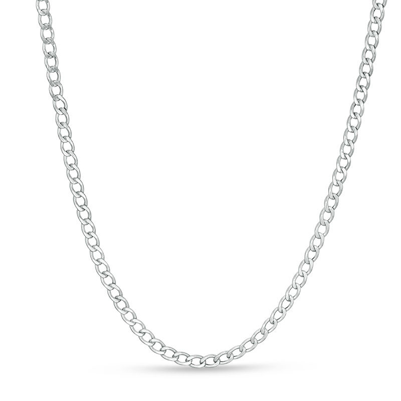 Main Image 1 of 10K Hollow White Gold Curb Chain - 20"