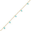 Thumbnail Image 1 of Made in Italy 3.5mm Simulated Turquoise Bead Dangle Station Bracelet in 10K Gold - 5.5"