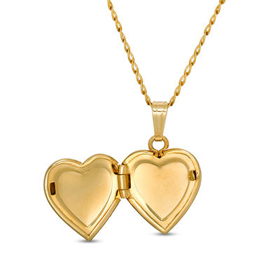 Child's 14K Gold Fill CZ Heart-Shaped Locket Pendant - 15"