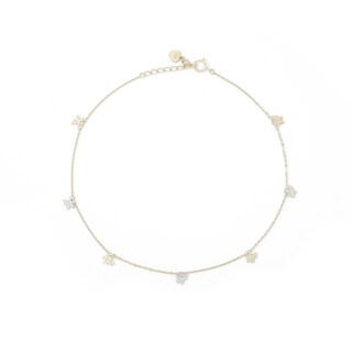 10K Semi-Solid Gold Diamond-Cut Butterfly Station Two-Toned Anklet